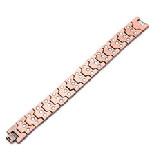 3-row Magnet 21 Wide Pure Copper Diagonal Bracelet - Image 2