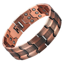 3-row Magnet 21 Wide Pure Copper Diagonal Bracelet - Image 6
