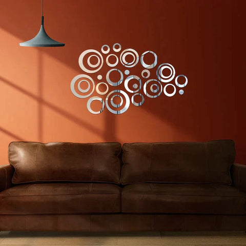3D Ring 42 Silver Acrylic mirror for wall decor - UAE Dropshipping