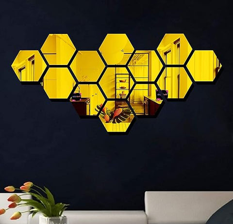 Hexagon Style Acrylic Mirror - Modern Home Decoration [13 pieces] - UAE Dropshipping