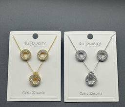 Radiant Circle Halo CZ Pendant Set - Image 3