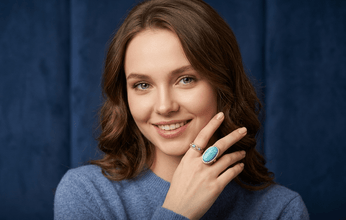 Turquoise Oval Crystal Statement Ring - UAE Dropshipping