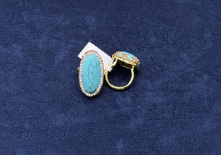 Turquoise Oval Crystal Statement Ring - UAE Dropshipping